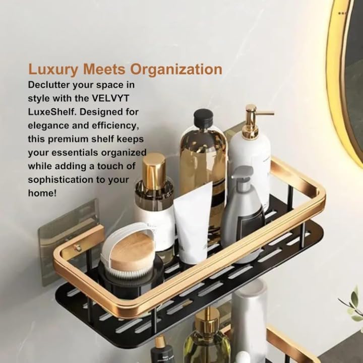 Image of Nieifi KIMEE2 Pcs Aluminum Wall Mounted Bathroom Organiser | Floating Shelf for Wall for Bathroom Cabinet | Multifunctional Large Capacity Bathroom Rack | Bathroom Shelf for Wall