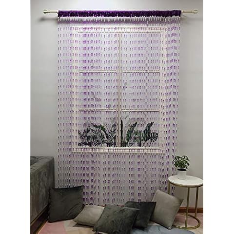 Zidetang Acrylic Beaded Door Curtain Décor Tassel Room Divider Curtain (Purple, 300cm by 250cm) Cover