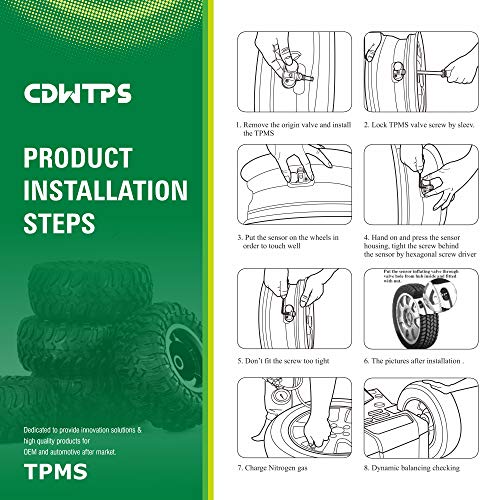 CDWTPS Tire Pressure Sensor, (315MHz + 433MHz) Dual Frequency Programmable TPMS Sensor,100% Clone-able -OE Level Tire Pressure Monitoring System Sensor for All car(Metal Valves,Pack of 4 TPMS)