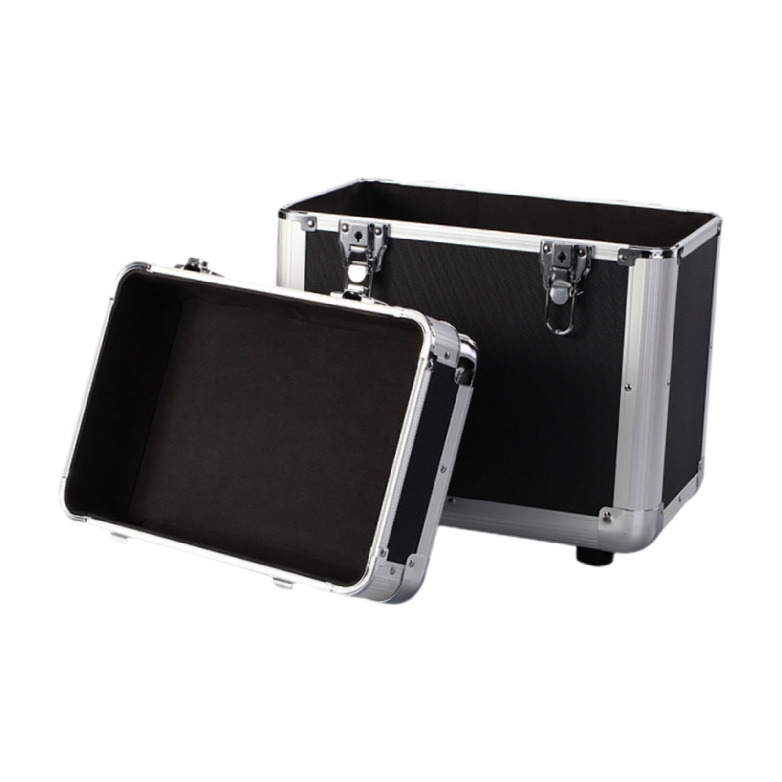 kowaku Scatola Porta Dischi Vinile Organizer Archiviazione Custodia Contenitore Alluminio Leggero con Manico Bloccabile per Collezionisti Appassionati DJ Ada, Nero S