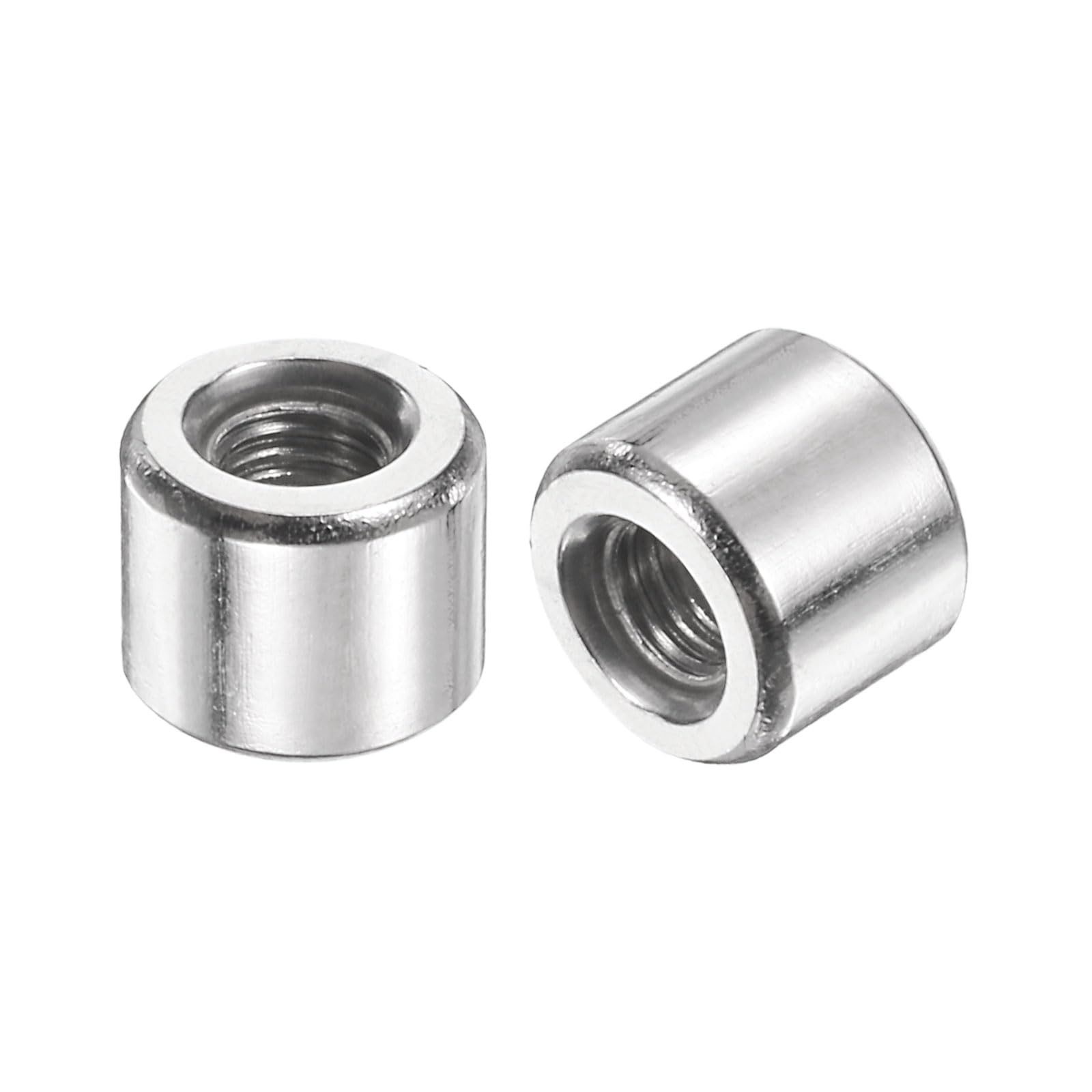 sourcing map 24Pcs M3 Round Connector Nuts, 304 Stainless Steel Coupling Nut 5mm/0.2" Length Sleeve Rod Bar Stud Nut for Bracket, M3x5x6mm