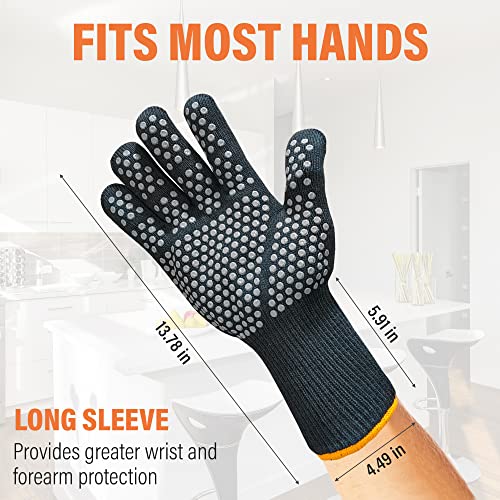 Searpro Bbq Grill Gloves Cooking Oven Mitts Fire Heat Resistant To 1400 Degrees Accessories For Barbecue Smoker Egg Fryer Hamburgers Pizza Steaks- Crock Pots/Slow Cookers -Usa Owned Company- #TOP3