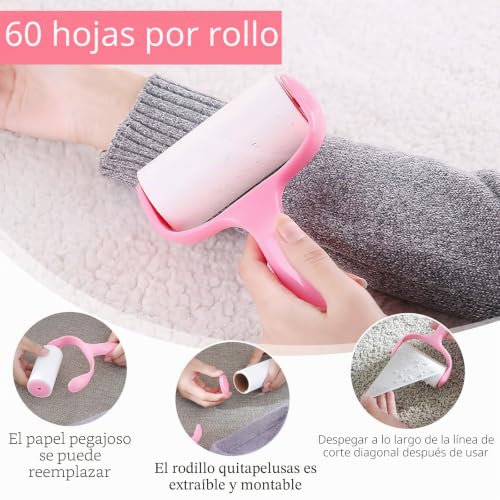 Miniatura 3 de Rodillo Quita Pelusas, 360 Hojas Rollo Quitapelos Rodillo Quita Pelos Mascota Rodillo De La Pelusa Removedor Pelo Para Recoger El Pelo De Polvo Alfombras Ropa