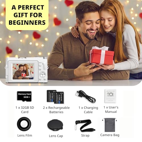 Duluvulu 4K Digital Camera for Photography Autofocus, 2026 Latest 48MP Vlogging Camera for YouTube with SD Card, 2 Batteries, 3" 180°Flip Screen Compact Travel Camera for Teens with 16X Zoom,Off White by Duluvulu - Image 7