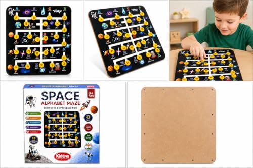 Image of Sky Tech Space Alphabet Maze Board Game for Kids 3+ Years | A to Z Letter Learning Matching Educational Toy | Montessori Activity Board with Space Theme | Screen-Free Preschool Learning Toy for Kids