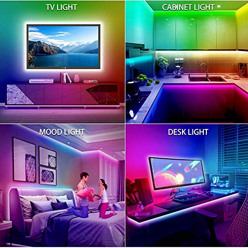 Image of TV LED Backlights, 10ft LED Strip Lights Behind TV USB Operated Color Changing for 46-65 Inch TV RGB 5050 LED Tape Lights with IR Remote Controller and Dimmable (Pack of 2)