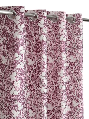Image of Homefab India 1 Piece Polyester Printed Curtains Room Darkening Panel - Long Door 9 feet, Petals Wine Curtain