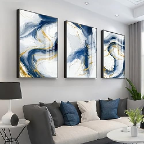 Affiches simplicité contemporaine KEBIA grand format 60x90cm tableau bleu or