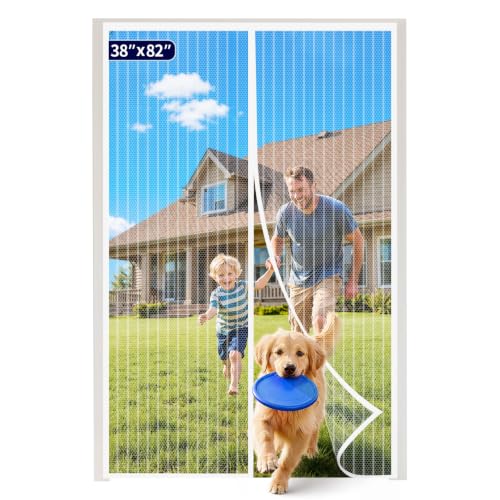 Kitsure Magnetic Screen Door Mesh, 38 x 82 in, Hands-Free Closure