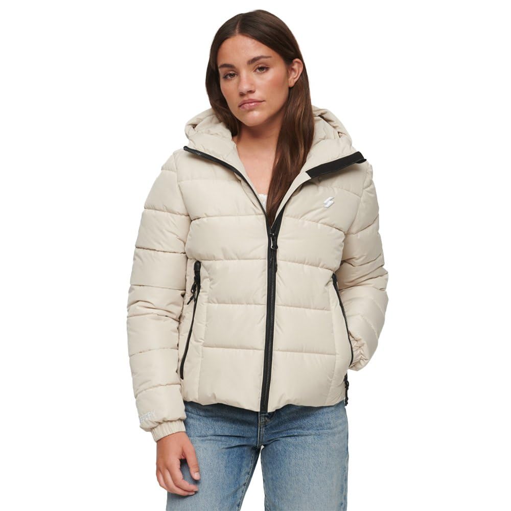 Superdry COAT HOODED SPIRIT SPORTS PUFFER Pelican 8 Women, pelican, UK 8