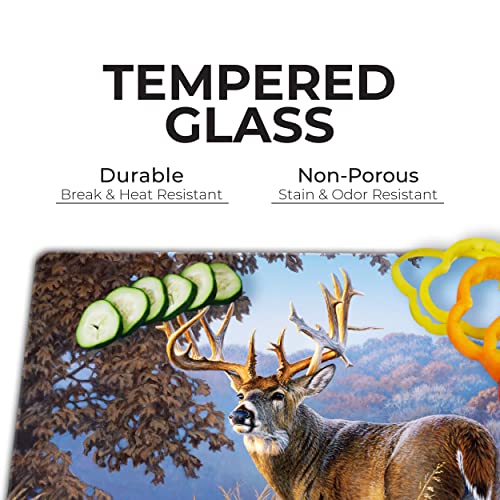 Rivers Edge Products Tempered Glass Cutting Board, 12 By 16 Inches, Deer #TOP1