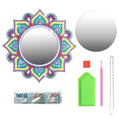 JeiibrZui 5D Diamond Painting Spiegel, Diamond Painting Schmuckkästchen Basteln Mädchen, Kreatives DIY Diamond Art Bastelset Geburtstag Spielzeug, Kreativ Geschenke für Mädchen Teenager Erwachsene