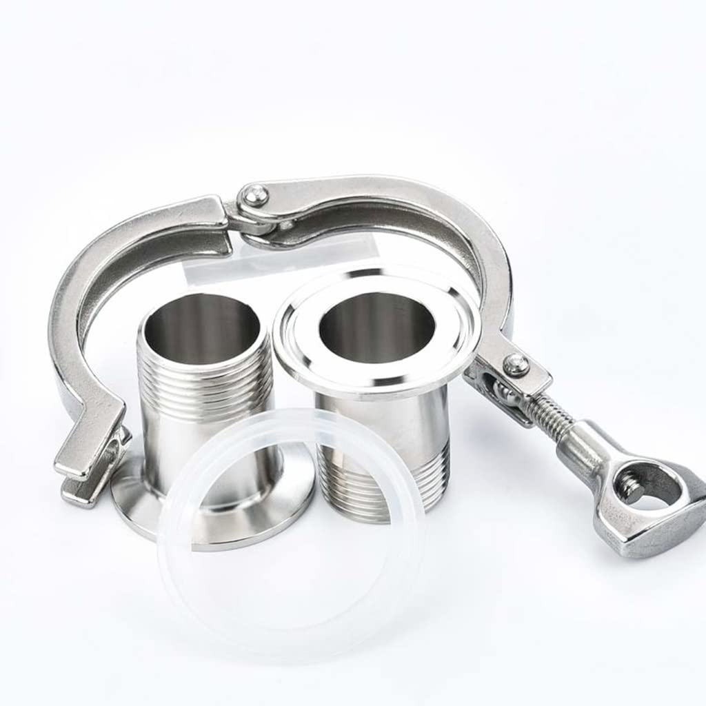 Kit de accesorios de tubería sanitaria, adaptador de virola de rosca de cubierta de triple abrazadera con junta de silicona for uso en alimentos y bebidas, 1 Uds.(DN50x77.5)