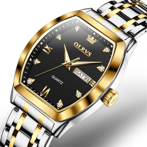 OLEVS Mens Watches Luxury Business Analog Quartz Watches for Men with Stainless Steel Dress Date Waterproof Luminous Wrist Watches2