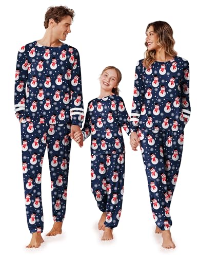 Ekouaer Family Christmas Pajamas Matching Sets Cute Long Sleeve Couple Pjs