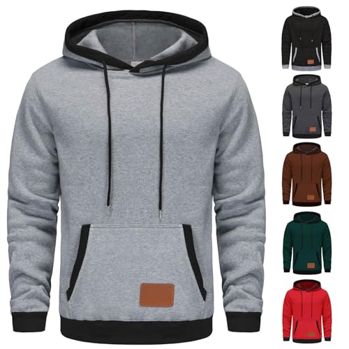 Men's Color Block Fleece Hoodie Casual Long Sleeve Pullover Comfort Fit Lightweight Drawstring Sweatshirt4