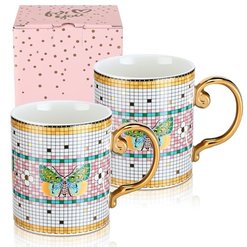 Set de 2 tazas de café de cerámica con diseño butterfly miniatura 1
