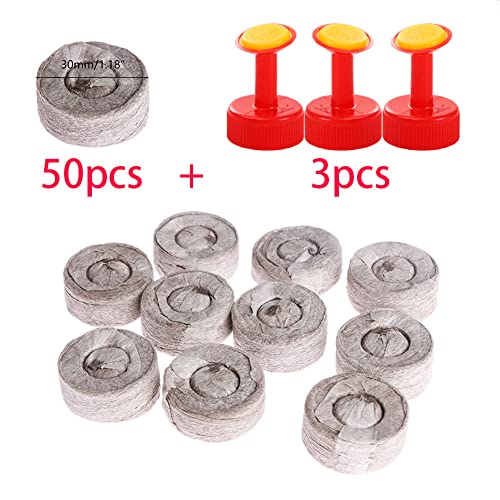 Greaked Plant Starter Pellets, 50 Pcs Fiber Soil Block, Seed Starter Soil Plug With 3 Bottle Cap Sprinkler For Planting Veggies Flower Seeds Herb Gardening #TOP1