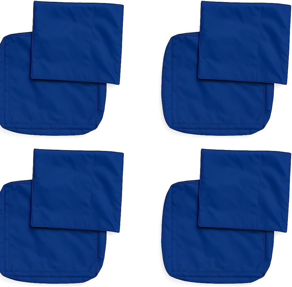 4-Pack Outdoor Cushion Covers – Waterproof & Fade-Resistant Patio Furniture Replacement Slipcovers for Deep Seat Chairs, 24x20 & 24x24x4 Inch (Navy Blue)