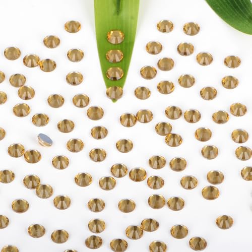 Image of Bymitel Hotfix Crystal Rhinestones Round Gems Iron on DIY Jewelry Making Flat Back for Crafts,Lt. Topaz, 3mm(SS12 /2880pcs)