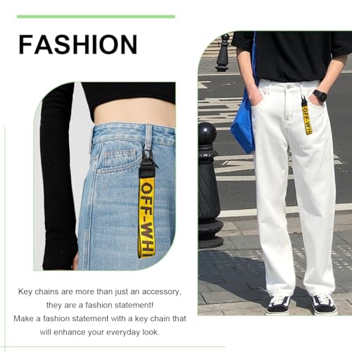 Image of DXNQ Car Keychain, Fabric Keychain Wrist Lanyard, Key Ring for Cars Keys Wallets Jeans Decoration, Car Accessories (Yellow)