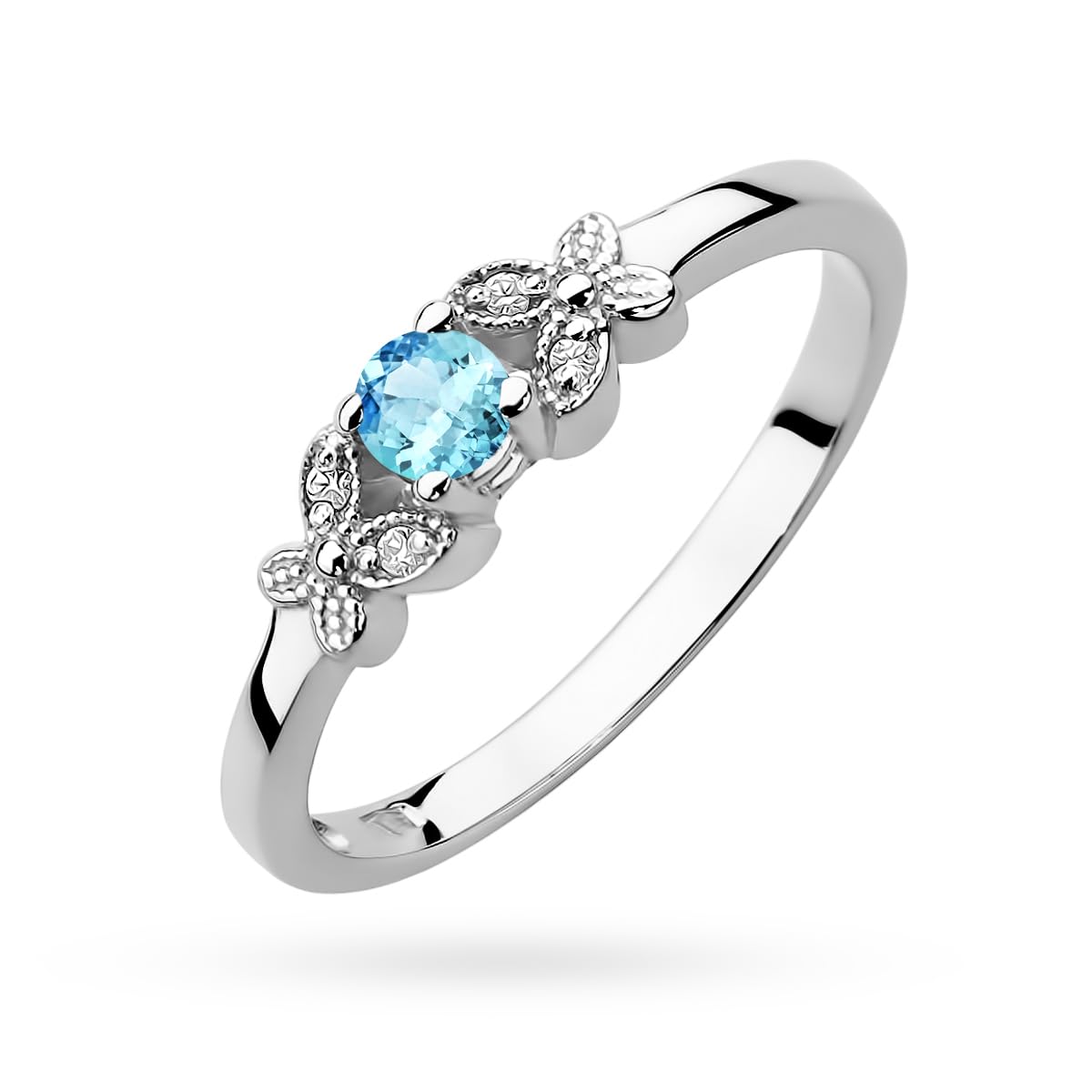 MARKO Weißgold Verlobungsring Damen Goldring mit 0.15 Karat Topas und 0.02 Karat Diamanten- Gold Verlobungsring - 14 K Gold 585 - Goldring für Frauen