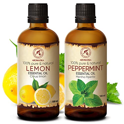 Huile essentielle de menthe poivrée purifiante et citron pour diffuseur