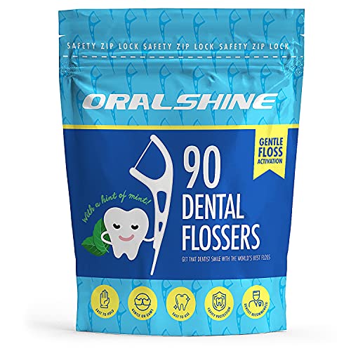 Oral Shine Mint Dental Floss Picks, 90 Count