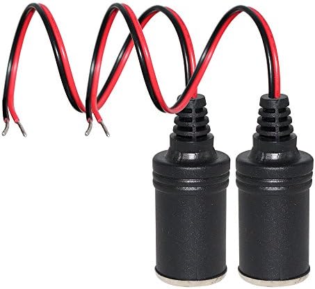 [2 PACK] KUNCAN 12V 1FT Car Cigarette Lighter Female Socket Extension Cable, Cigar Cable with Female Socket Connector for GPS/ Dashcam Car Charger