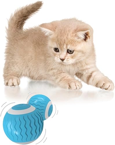 Miniatura 7 de Cat Toys - Bola giratoria interactiva, para gatos y gatitos. Gran ejercicio, con luces LED intermitentes, y es recargable. Naranja