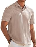 JMIERR Polo Shirts for Men Classic Short Sleeve Brown Casual Soft Beach Old Money Knit Shirt, XL
