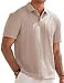JMIERR Poloshirts Herren Kurzarm Stricken Textur Polo Shirt Braun XL