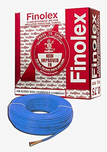 Finolex FR PVC Silver 1.5 SQ.MM Insulated Wire for Industrial & Domestic Use | Home Electric Wires | Blue Color 90 Meter