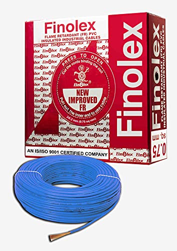 Finolex FR PVC Silver 1.5 SQ.MM Insulated Wire for Industrial & Domestic Use | Home Electric Wires | Blue Color 90 Meter