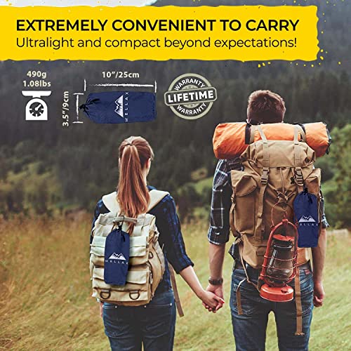 Wellax Ultralight Air Sleeping Pad - Inflatable Camping Mat For Backpacking, Traveling And Hiking Air Cell Design For Better Stability & Support -Plus Repair Kit - Blue #TOP2