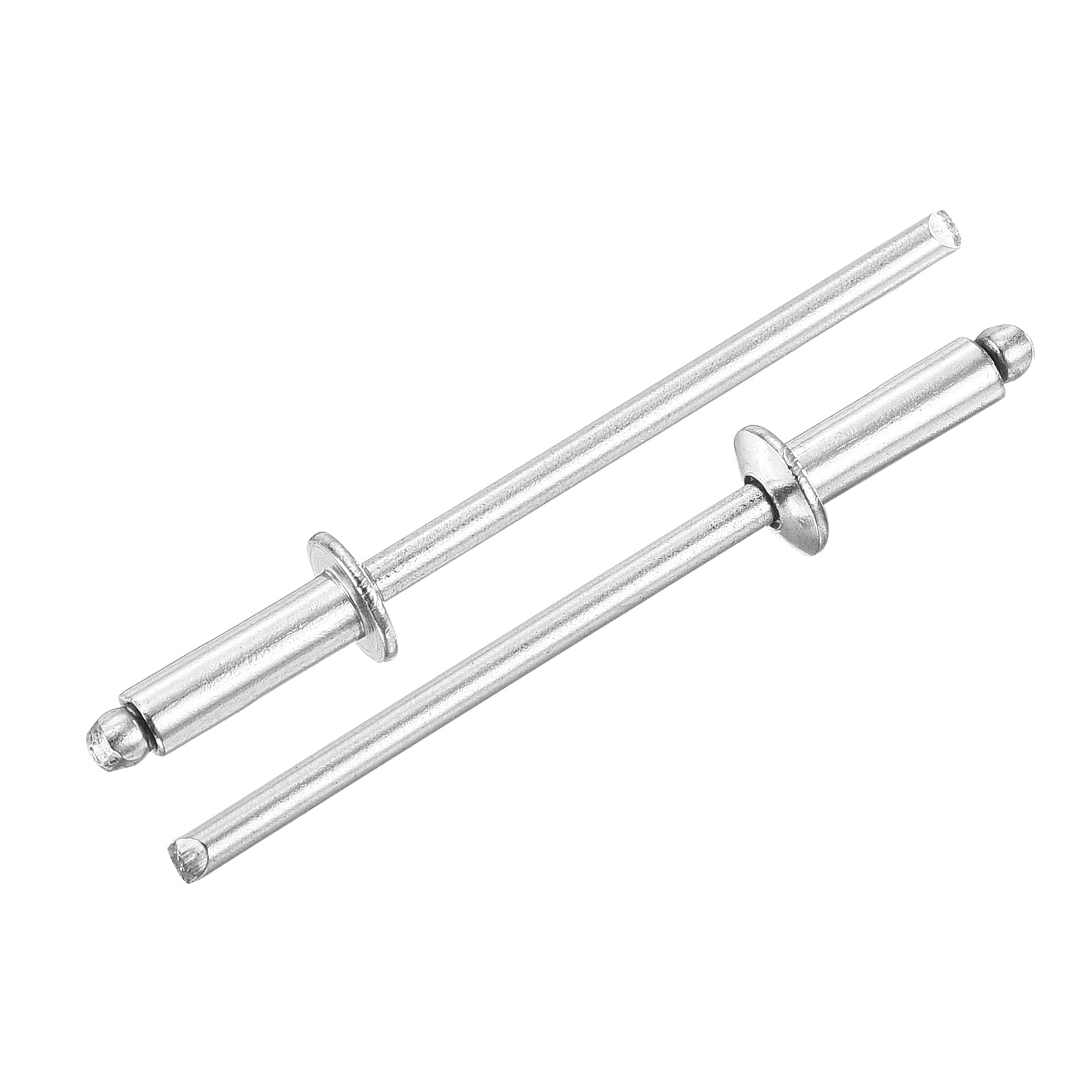 sourcing map 100Pcs 1/8" x 3/8" 304 Stainless Steel Dome-Head Blind Rivets, Open-End Type Blind Rivets for DIY, Sheet Metal, Automotive Repairs, Furniture, Boat, and Duct Work (Silver)