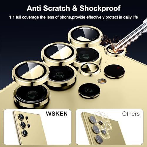 Image of WSKEN for Samsung Galaxy S24 Ultra Camera Lens Protector - Ultra Thin | Case Friendly, 9H Shatterproof Tempered Glass, Anti Scratch Metal Circle, Camera Screen Protector Cover Accessories, Yellow
