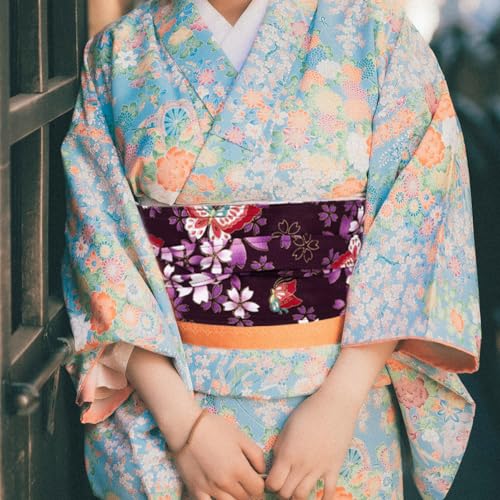 DEARMAMY Wide Waist Belt Japanese Kimono Obi Fashionable Accessory for Dresses Costumes - Thumbnail 5