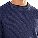 Qolkmuiy-GJ Men's Loose Textured Knitted Sweater Waffle Crewneck Pullover Casual Ribbing Edge Thermal Sweaters (Dark Blue 1,X-Large)