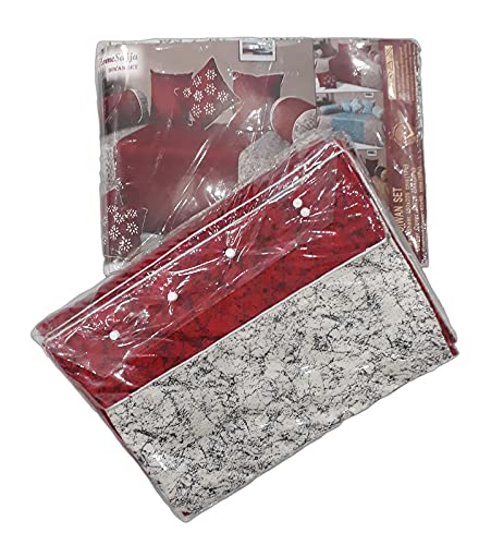 Image of Home Sajja Premium Velvet 1 Diwan Sheet, 2 Bloster with Dori, 5 Cushions Cover, Size- 60 x 90, Colour-Red & White