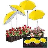 NBtoUS 4 Pack 24.9' Plant Umbrellas for Outdoor Plants,Small Umbrella with Reflective Strip, Adjustable Plant Shades for Outdoor Plants, Garden, Potted(yellow)