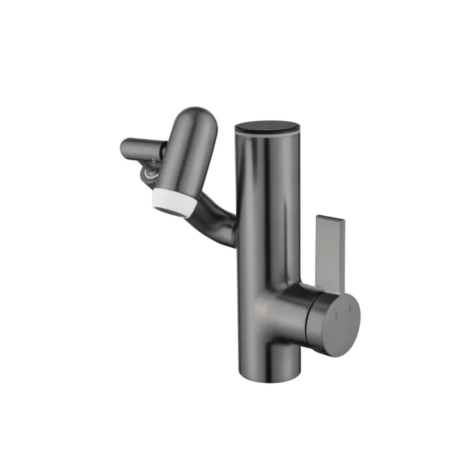 LED Display Filtered Robotic Arm Faucet, Swivel Brass Basin Mixer for Vessel Sink,Safe and Reliable(Grijs)