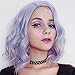 Produktbild FESHFEN Kurze Lockig Bob Perücke für Frauen, 35cm Helles Lila Gewellt Perücken Cosplay Halloween Kostüm Haar Perücke Synthetische Bob Perücken