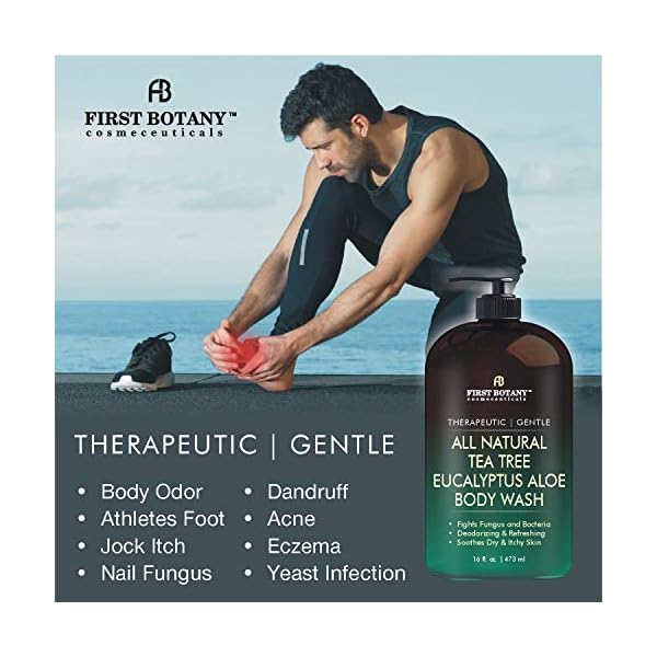 ALL-Natural-Tea-Tree-Body-Wash-Fights-Body-Odor-Athletes-Foot-Jock-Itch-Nail-Issues-Dandruff-Acne-Eczema-Yeast-Infection-Shower-Gel-for-Women-Men-Eucalyptus-Aloe-Skin-Cleanser-16-fl-oz ALL Natural Body Wash - Fights Body Odor, Athlete’s Foot, Jock Itch, Nail Issues, Dandruff, Acne, Eczema, Shower Gel for Women & Men, Skin Cleanser -16 fl oz (Tea Tree Eucalyptus)
