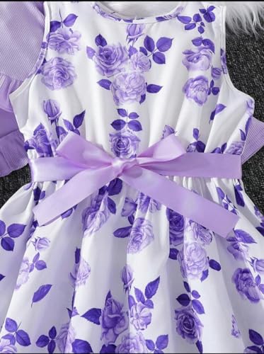 Image of ER Life Style Girls Floral Printed Frocks and Dresses (Magenta, Age 2-3 Years, Knee-Length, A-Line, Cotton)
