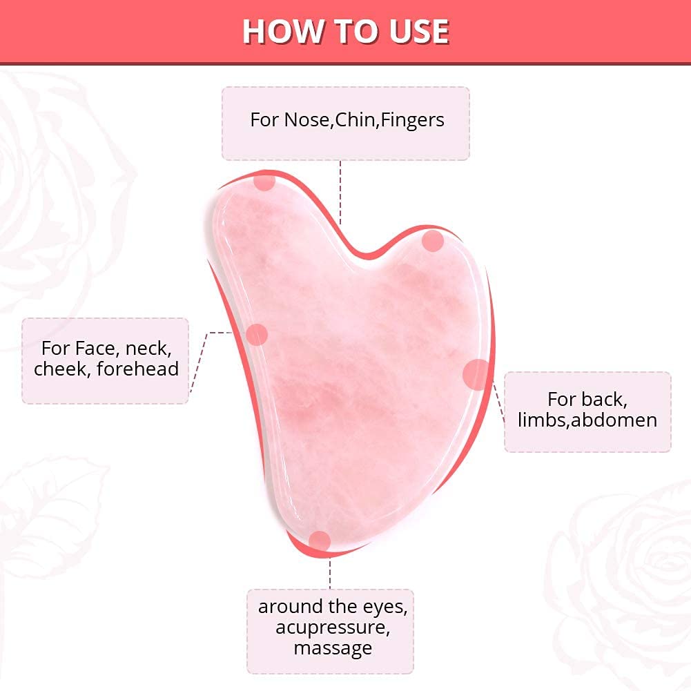 Getmecraft Gua Sha Facial Massage Tool, Guasha Scraping Massage Board for Body Skin Beauty Facial | Face slimming | Preventing wrinkles (rose quartz)