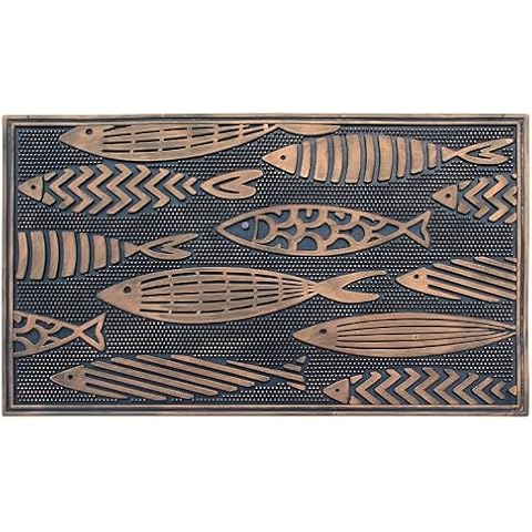 A1 Home Collections Pin Outdoor Entrance, Fun Designed Floor, Welcome Front Door Indoor Non-Slip Backing Rubber Mat for Outside, 18"X 30", Nautical Fish Cover