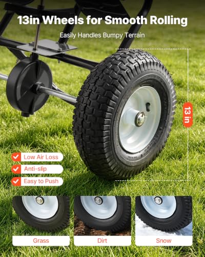 Image of VEVOR Broadcast Spreader 130 lbs Capacity Hopper Walk-Behind Push Spreader | for Lawn & Garden Care, 12 ft Spreading Width, 13 inch All-Terrain Tires, Adjustable Flow Control for Fertilizer Seed Ice Melt | For Lawn & Garden Care, 12 ft Spreading Width, 13 inch All-Terrain Tires, Adjustable Flow Control for Fertilizer Seed Ice Melt
