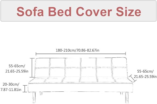 TOPCHANCES Armless Sofa Bed Cover,Stretch Plush Futon Cover Fitted Full Folding Sofa Slipcover Without Armrests Removable Furniture Cover Protector with Elastic Bottom for Living Dining Room Pets