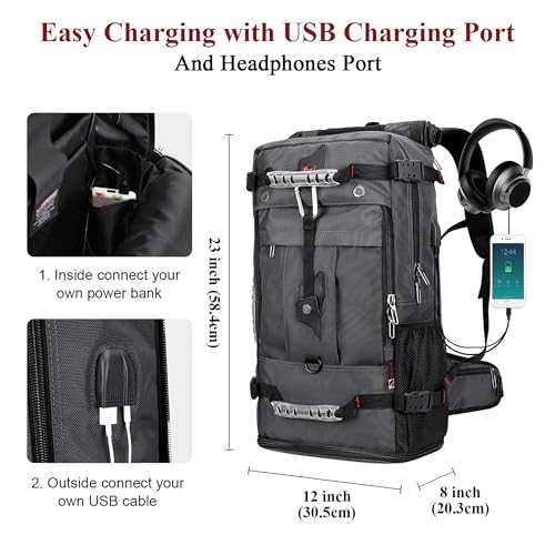 Image of WITZMAN Travel Backpack for Men Convertible Carry On Luggage Backpack fit 17 Inch Laptop for Airplane